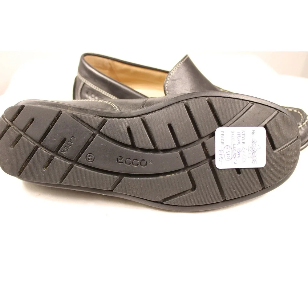 ECCO Mens Driving Loafers Shoes Size US 9.5 EU 43 Black Leather Slip On
